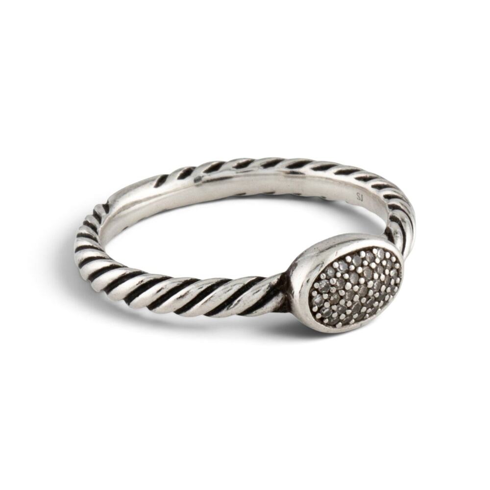 David Yurman Diamond Cable Collectables Oval Stack Ring 5.75 sz